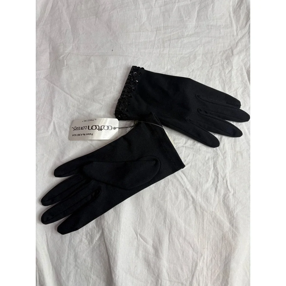 Small Lovers Womens Black Sequin Cuff Evening Gloves Formal Party Opera